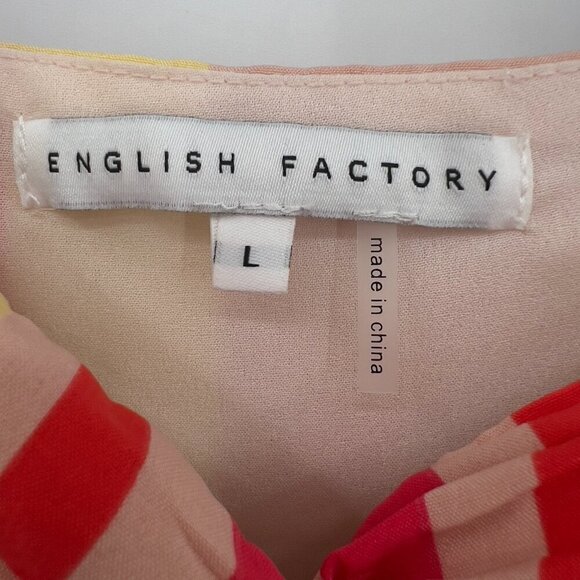 English Factory Multi Color Stripe Lined Maxi Dress L - Picture 10 of 11